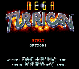 Mega Turrican (Europe) Title Screen